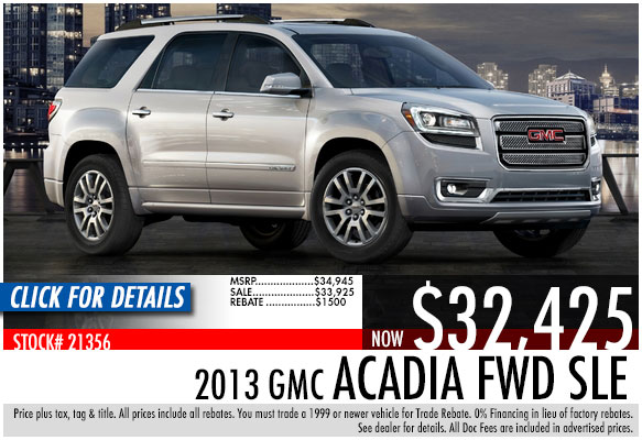 2013 GMC Acadia FWD SLE Sale Special serving Atlanta, Georgia at Bellamy Strickland Chevy Buick GMC 2013 GMC Acadia FWD SLE Sale Special serving Atlanta, Georgia at Bellamy Strickland Chevy Buick GMC
