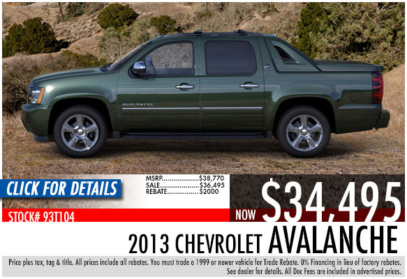 2013 Chevrolet Avalanche Sale Special serving Atlanta, Georgia at Bellamy Strickland Chevy Buick GMC 2013 Chevrolet Avalanche Sale Special serving Atlanta, Georgia at Bellamy Strickland Chevy Buick GMC