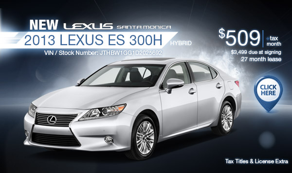 New 2013 Lexus ES Hybrid Regional Lease Special serving Los Angeles, CA