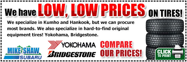 Mike Shaw Subaru Tire Sale in Denver, Colorado Mike Shaw Subaru Tire Sale in Denver, Colorado