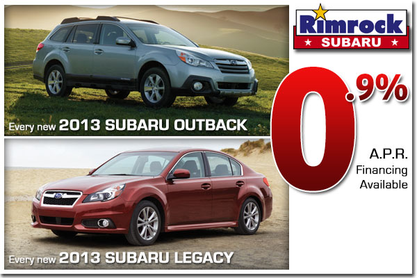 0.9% APR Financing Special on New 2013 Subaru Outback & 2013 Legacy Model Vehicles in Billings, Montana!