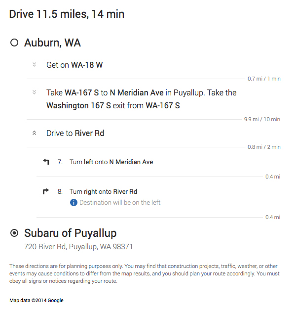 Get Driving Directions to Subaru of Puyallup from Auburn, WA Get Driving Directions to Subaru of Puyallup from Auburn, WA