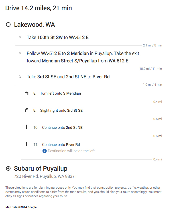 Get Driving Directions to Subaru of Puyallup from Lakewood, WA Get Driving Directions to Subaru of Puyallup from Lakewood, WA