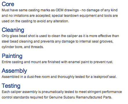 Subaru Remanufactured Brake Calipers Components Subaru Remanufactured Brake Calipers Components