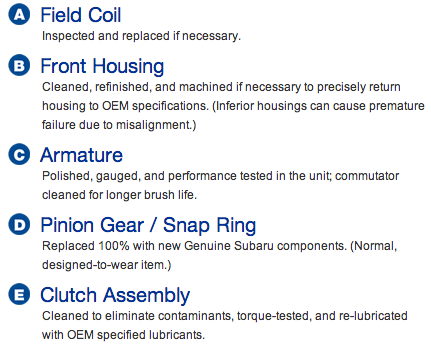 Subaru Remanufactured Starter Components Subaru Remanufactured
Starter Components