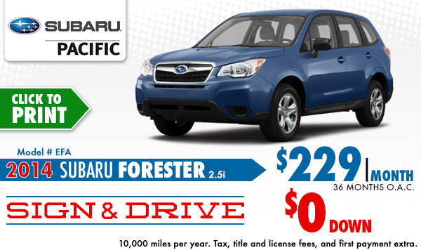 2014 Subaru Forester Lease Coupon Special Torrance, CA 2014 Subaru Forester Lease Coupon Special Torrance, CA