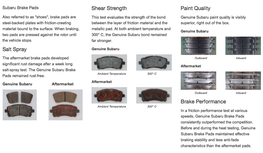 Genuine Subaru Brakes, Discs, Fluids Genuine Subaru Brakes, Discs, Fluids