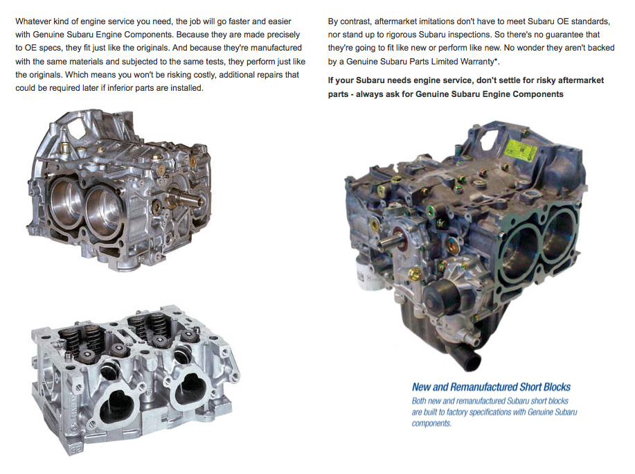 Genuine Subaru Engine Parts Genuine Subaru Engine Parts