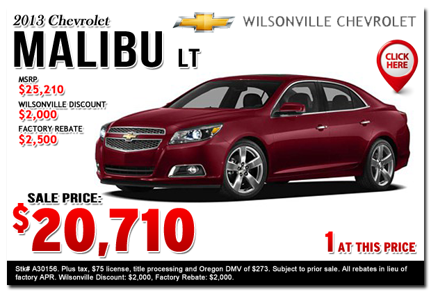 Portland 2013 Chevrolet Malibu 1LT-2 Sales Special Salem, Oregon
