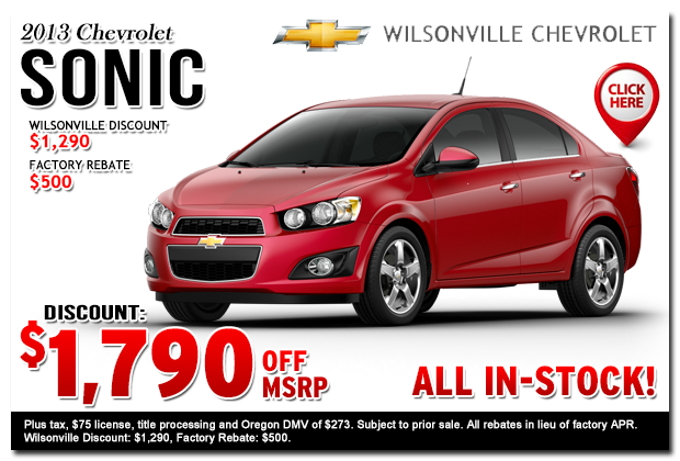 2013 Chevrolet Sonic Sales Special Portland, Oregon